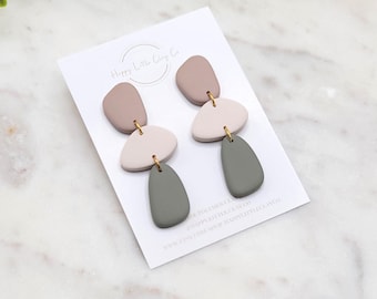 Pendientes colgantes de guijarros orgánicos / Pendientes artesanales de arcilla polimérica / Pendientes neutros / Pendientes bohemios / Joyería moderna, ligera y llamativa
