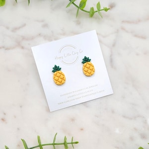 Pineapple Clay Stud Earrings | Cute Summer Earrings | Tropical Fruit Earrings | Fun Miniature Food Jewelry | Food Lover Gift | Handmade