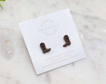 Pendientes de arcilla polimérica con forma de bota de vaquero / Lindos pendientes de arcilla con temática del oeste / Pendientes de arcilla con forma de vaquera del oeste / Hechos a mano