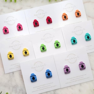 Crayon Clay Stud Earrings | Cute Back to School Earrings | Fun Teacher Appreciation Gift | Unique Teacher Jewelry | Handmade