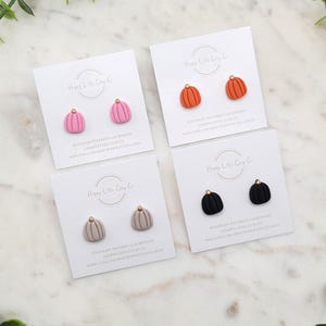 Pumpkin Polymer Clay Stud Earrings | Cute Halloween Clay Earrings | Halloween Fall Autumn Pumpkin Clay Stud Earrings | Handmade