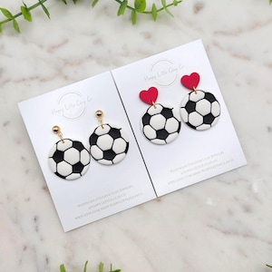 Soccer Ball Polymer Clay Dangle Earrings | Lightweight Statement Earrings | Unique Fun Soccer Player Sports Fan Gift Earrings | Handmade