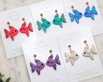Angel Fish Clay Dangle Earrings | Cute Ocean Animal Earrings | Summer Earrings | Coastal Beach Jewelry | Animal Lover Gift | Handmade