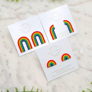 Rainbow Polymer Clay Stud Earrings | Pride Statement Earrings | LGBTQ+ Earrings | Pride Month Jewelry | Gay Pride Gift | Handmade