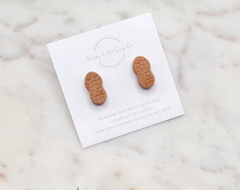 Oorknopjes Nutter Butter Cookie Sandwich | Handgemaakte kleioorbellen | Leuke nieuwigheid miniatuur snackvoedselsieraden | Cadeau voor foodliefhebber