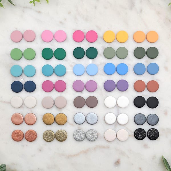 Circle Stud Polymer Clay Earrings | Lightweight Statement Earrings | Geometric Boho Modern Minimalist Stud Earrings | Handmade | 4 SIZES