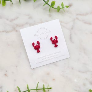 Lobster Crawfish Clay Stud Earrings | Cute Ocean Animal Earrings | Summer Earrings | Coastal Beach Jewelry | Animal Lover Gift | Handmade