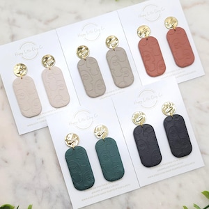 TAIGA Collection | Abstract Face Clay Dangle Drop Earrings | Neutral Boho Earrings | Modern Statement Jewelry | Handmade