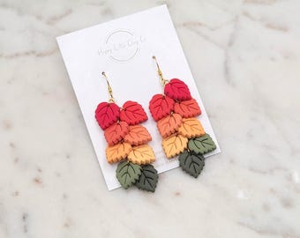 Fall Maple Leaf Clay Dangle Earrings | Cute Fall Earrings | Fun Thanksgiving Earrings | Autumn Clay Earrings | Unique Fall Gift | Handmade