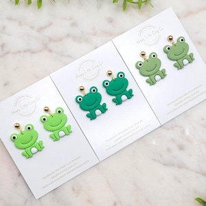 Frog Clay Dangle Earrings | Cute Animal Earrings | Spring Earrings | Animal Frog Lover Gift | Quirky Jewelry | Handmade