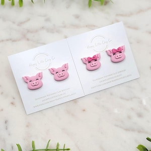Brincos de Porco de Barro | Brincos de Animais Fofos | Brincos de Primavera | Brincos de Animais de Fazenda | Presente para Amantes de Animais | Joias Peculiares | Feito à Mão