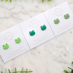 Frog Clay Stud Earrings | Cute Animal Earrings | Spring Earrings | Animal Frog Lover Gift | Quirky Jewelry | Handmade