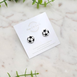 Soccer Ball Polymer Clay Stud Earrings | Lightweight Unique Fun Soccer Player Sports Lover Fan Gift Earrings | Handmade
