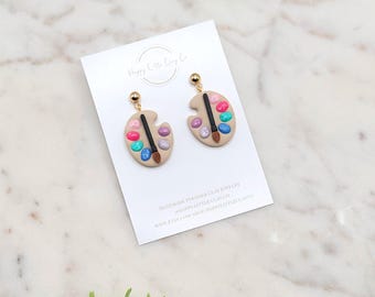 Artist Paint Palette Clay Dangle Earrings | Cute Back to School Earrings | Fun Teacher Appreciation Gift | Art Painting Jewelry | Handmade