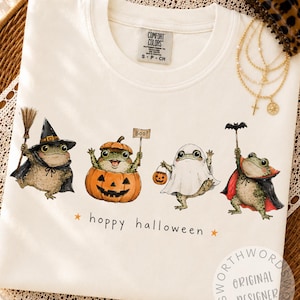 Hoppy Halloween PNG, Funny Frog Halloween Shirt, Viral Png, Trendy Png, Halloween Doodles, Spooky Season, Toad Shirt