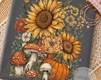 Boho Floral Fall Pumpkin PNG, Retro Pumpkin Fall Vibes PNG, Pumpkin Season Png, Vintage Fall Shirt Sublimation Designs, Boho Autumn Png