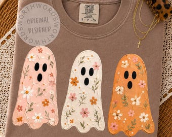 Wildflowers Ghost Trio PNG, Spooky Season PNG, Ghost Lover Design, Spooky Floral Ghost, Botanical Ghost, Preppy Fall PNG, Halloween Ghost