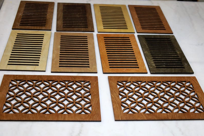 Vent Panel Patterns Birch Plywood Vent Cover, AC Wall and Ceiling Register, Air Return ...