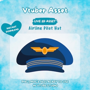Vtuber Asset | Rigged Airline Pilot Hat, Premade Assets, Vtuber, Vtuber Prop, Animated Asset, Prop, Streaming Asset, Gift
