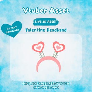 Rigged Love Headband Vtuber Asset: Valentine&#39;s Hat (MOC3)