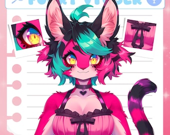 Harige VTuber-avatar | Aangepaste personageillustratie | Digitaal antro-kunstwerk | Commissie streamingmodel | Gepersonaliseerd VTuber-ontwerp