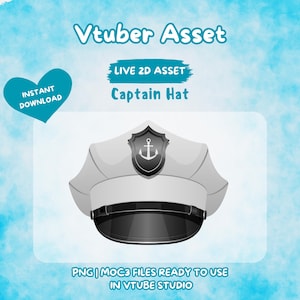 Vtuber Asset | Rigged Captain Hat, Premade Assets, Vtuber, Vtuber Prop, Animated Asset, Prop, Streaming Asset, Gift
