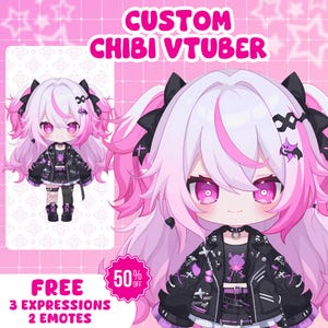 Aangepast Chibi Live2D-model | Commissie Chibi Vtuber | Vtuber-ontwerp | Vtuber-chibi | Live2D-commissie | Schattige Vtuber-chibi | Live2D-model