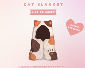Animated Cat Blanket Vtuber Asset: Cozy Kigurumi Prop (Digital Download)