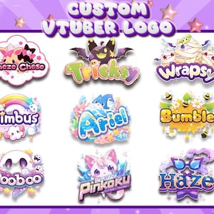 Custom Cute Vtuber Logo Text or Animated | Vtuber Kawaii | Logo For Stream