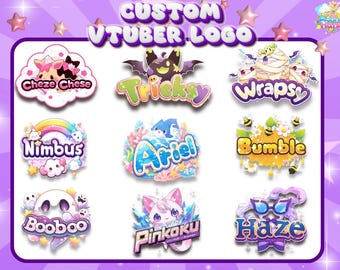 Custom Cute Vtuber Logo Text or Animated | Vtuber Kawaii | Logo For Stream