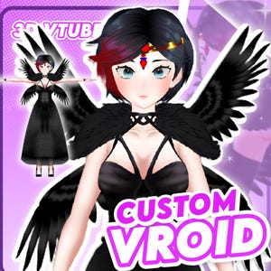 Custom 3D VTuber Avatar, Fully Rigged VRoid Model (Unity, VRChat)