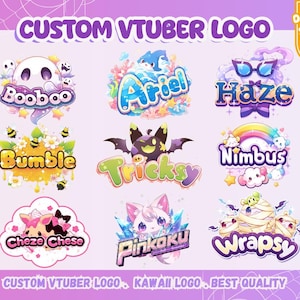 Custom Cute Vtuber Logo Text or Animated | Vtuber Kawaii | Logo For Stream | Twitch or Kick| Chibi Logo | PNGTuber Logo | GIFTuber Logo