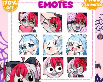 Émoticônes animées | Emote Chibi Twitch pour streamer | Émoticônes Twitch personnalisées | Emotes Discord & Kick | Emote Anime YCH | Les atouts de PNGTuber