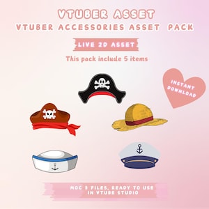 VTuber Hat Asset Pack: Pirate & Sailor Hats - Live2D Ready