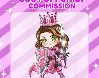 Ilustración personalizada de personaje chibi: anime, videojuego o personaje original (OC).