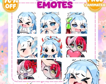 Émoticônes Twitch personnalisées | Emote animée | Emote Twitch pour streamer | Émoticônes personnalisées | Émoticônes Chibi | Emote Discord