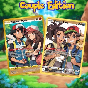 Carte Pokémon personnalisée, portrait pokemon personnalisé, cadeau personnalisé, illustration, fête des pères