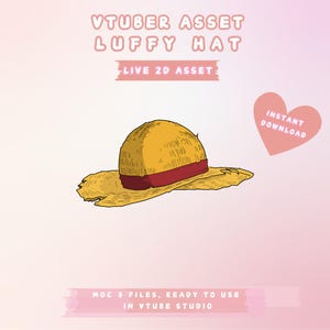 Vtuber Asset | Luffy One Piece Straw Hat, Anime Accessory, VTuber Prop, Live2D Rigged Cosplay Hat, Halloween Costume, Streamer Gift, Cosplay
