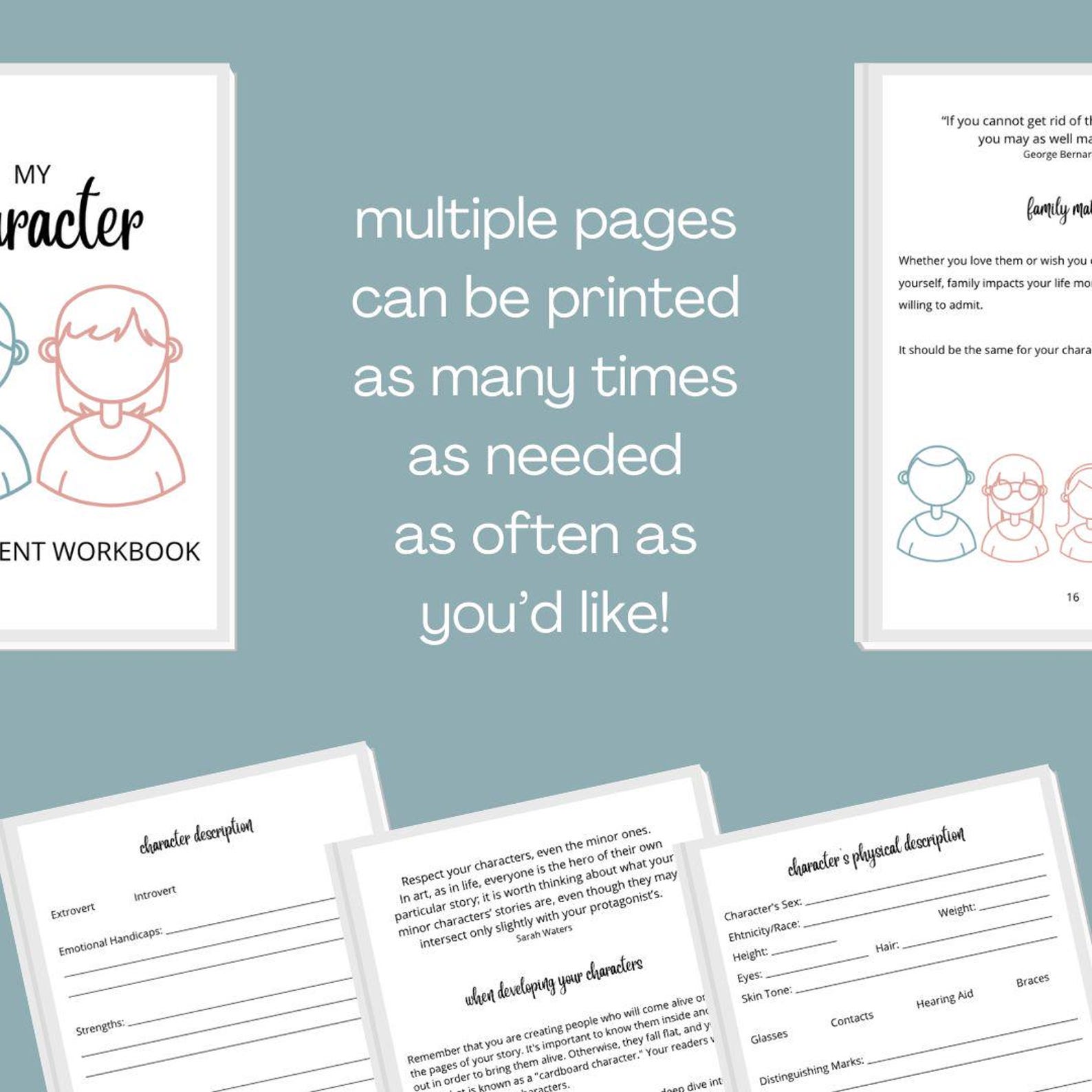 Character Development Workbook - Character Sheets - Author Resources ...