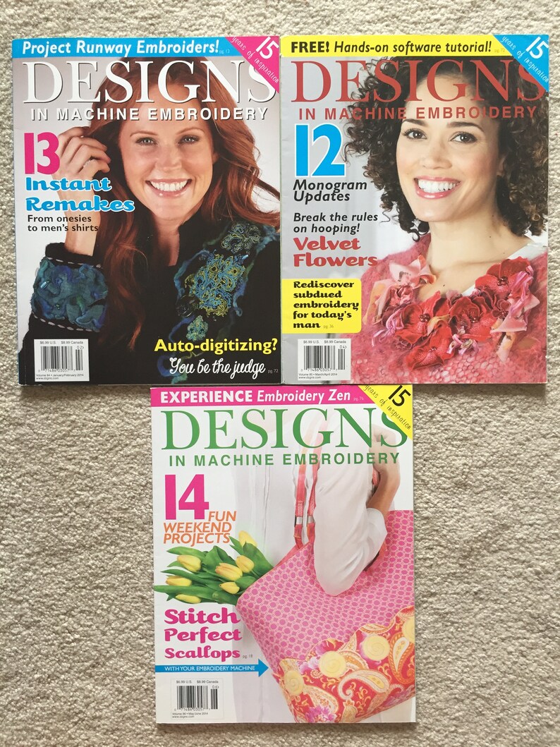 Designs in Machine Embroidery magazines; JanFeb MayJune 2014 issues MarApr