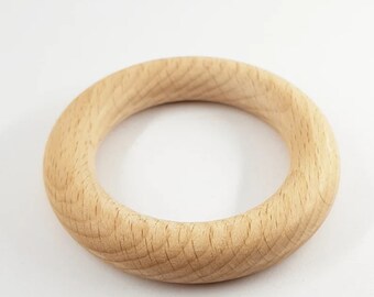 Unfinished Wood Ring, Raw Maple Wooden Teething Ring, Untreated Wood Circle 70mm. Wooden Craft Rings, DIY Supplies, Jewelry Wooden Craft