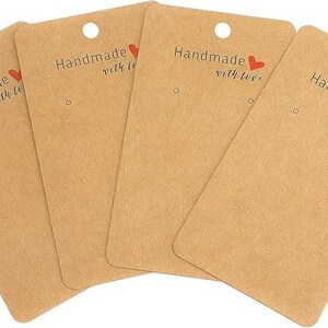 G2PLUS 200PCS Brincos Display Cards, Handmade with Love Brincos Porta Cartões, 2" x 3.5" Brincos Porta Cartões para Venda