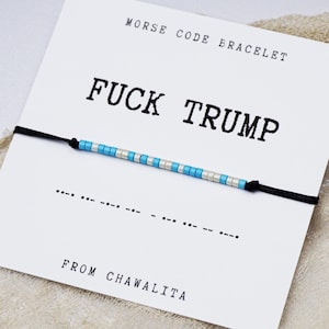 Fuck Trump Morse Code Bracelet, Friendship Gift, FDT Bracelet, Best Friend Gift, Not My President, Resist Jewelry, Activist Christmas Gif