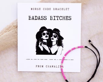 Badass Bitches Morse Code Bracelet: Strong Women Gift