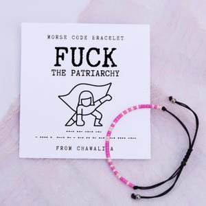 Morse Code Bracelet: "Fuck the Patriarchy" Feminist Gift image 1