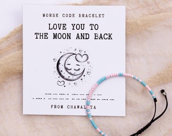 Love You to the Moon and Back Morse Code Bracelet, Best Friend Gift, Friendship Bracelet, Christmas Gifts, Couples Bracelet, Loved Ones Gift