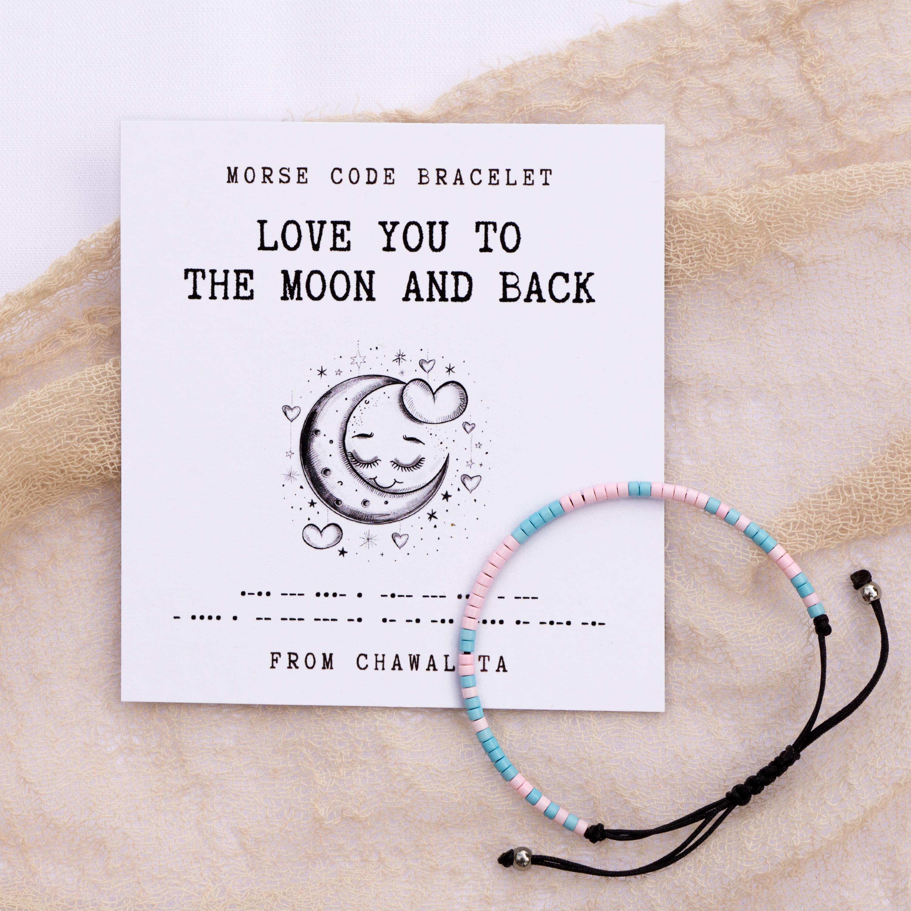 Love You to the Moon Morse Code Bracelet: Japanese Beads