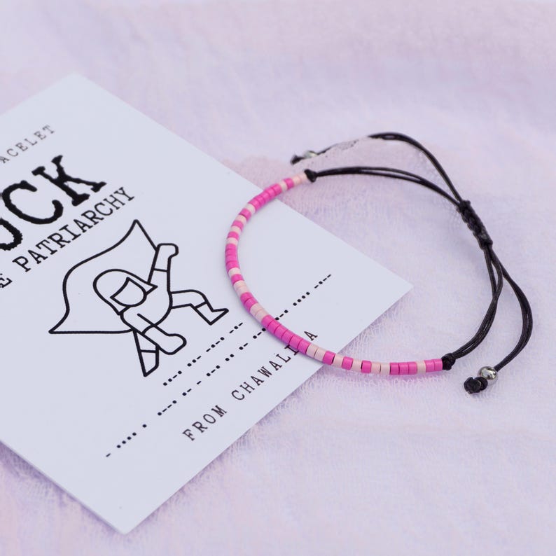 Morse Code Bracelet: "Fuck the Patriarchy" Feminist Gift image 3