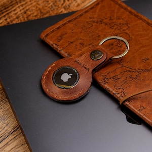 Handmade Apple Airtag Holder, Keychain Holder For Air Tag, Engraved Air Tag Case, Genuine Leather Apple Airtag Case