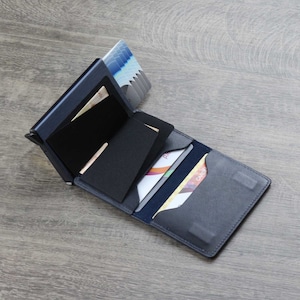 Portefeuille en cuir avec porte-cartes escamotable, Portefeuille minimaliste avec protection RFID, Portefeuille pour homme